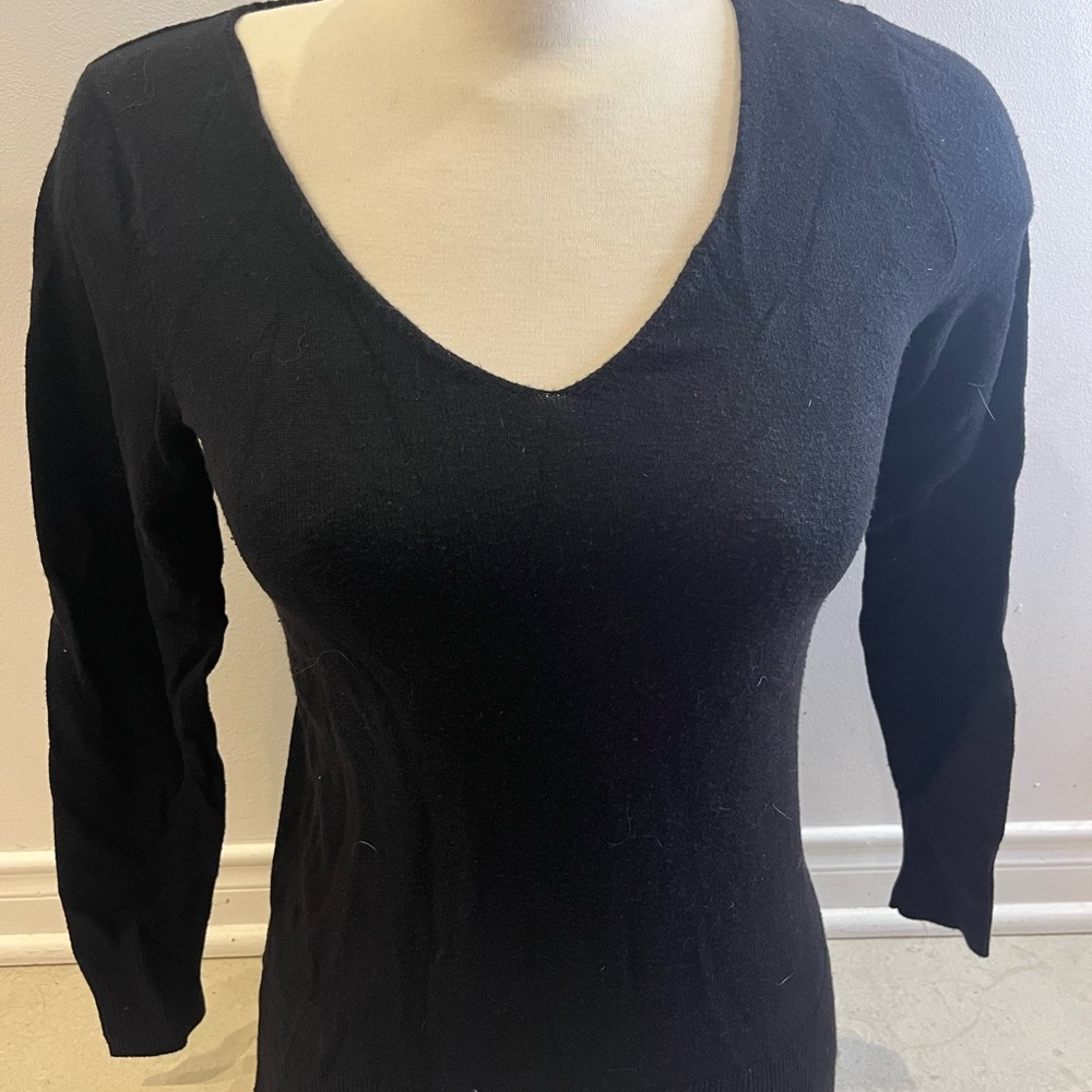 Reitmans Black Fitted Blouse with 3/4 Sleeves